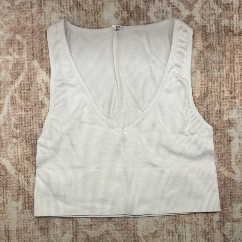 Urban Outfitters White Ribbed Tank Top